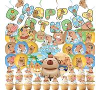 54 pezzi Capybara Party Kit Decorazione per Bambini Capybara Accessori Compleanno Accessori Aquaman Party Decorazioni tra cui Striscione Buon Compleanno, Spirale, Cake Topper, Palloncini