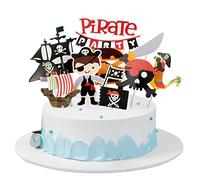 54 pezzi decorazione torta Pirata torta Deco compleanno ragazzo, torta Topper Pirata bandiera Cupcake Topper torta Palo Stuzzicadenti per 1,2,3,4,5. anni bambini ragazzi decorazione di partito