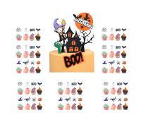 54 Pezzi Decorazioni Torta Halloween, Cake Topper Con Zucca, Pipistrello, Fantasma e Ragno - Perfetto per Feste di Bambini e Celebrazioni (Halloween-B)