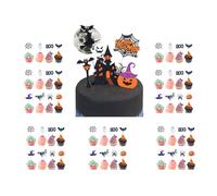 54 Pezzi Decorazioni Torta Halloween, Cake Topper Con Zucca, Pipistrello, Fantasma e Ragno - Perfetto per Feste di Bambini e Celebrazioni (Halloween-A)