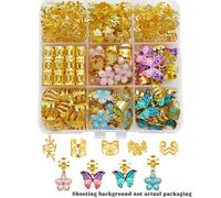 54 pezzi di anelli per capelli a forma di fiori e onde con farfalle colorate e camelie - Braccialetti regolabili in lega di forme multiple, gioielli da giardino per le acconciature delle ragazze Grafi