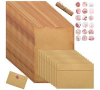 54 pezzi di carta da lettere vintage con busta, set di lettere vintage con 12 buste di carta vintage, 24 A5 e 18 adesivi per sigilli di cera, per lettere d'amore, matrimonio, compleanno