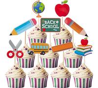 54 pezzi di decorazioni per cupcake per il primo giorno di scuola, stuzzicadenti per feste di benvenuto e insegnanti, regali per scuola, attività scolastiche e aula