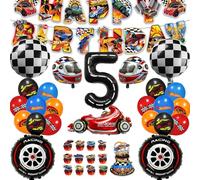 54 Pezzi Kit Compleanno Hot Whels 5 Anni Ragazzi, Kit Palloncini Compleanno Hot Whels, Hot Whels Decorazione Torta, Palloncini Decorazioni per Festa di Compleanno Bambini (5)