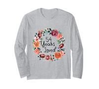 54 Years Loved 54th Birthday Floral Wreath Loved for Women Maglia a Manica