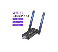 5400Mbps WiFi 6E Tri-Band USB 3.0 Adapter - for Desktops/Laptops (Driver-Free)