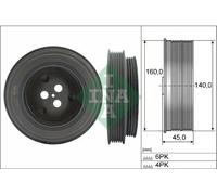 544 0131 10 INA Puleggia cinghia, Albero a gomiti per CITROËN,FORD,PEUGEOT