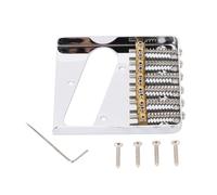 54mm Guitar Bridge with Brass Saddles, 6 String Metal Bridge Replacement for Telecaster Electric Guitars, Top Loading Design with 2-1/8 Inch String Spacing