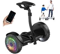 54V Monopattino Elettrico Fuoristrada, Con Luci A LED E Musica Bluetooth, Controllo Tramite Gambe/mani E Controllo Tramite APP, Carico 130Kg - 10'' Mozzi Ruota LED Multicolori Da(Nero)
