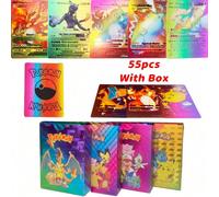 55-27 pezzi Decorazione natalizia, carte Pokémon colorate Charizard, Arceus, Mewtwo, in inglese, francese e spagnolo, VSTAR, GX, VMAX, set da collezione, regalo 27 pezzi 7 colori senza scatola - franc