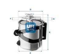 UFI Filters, Filtro Gasolio 55.430.00, Filtro Carburante per Ricambio, Adatto ad Auto, Applicabile su Diversi Modelli Renault