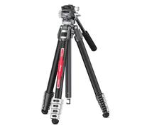 55.91" Treppiede Video Fibra Carbonio, ULANZI TT09 VideoGo TravelTripod con Testa Fluida 360° Pan&-50°/+60° Tilt Pan, Treppiede da viaggio con Acra QR e impugnatura a cacciavite, Carico Max 44.09lb