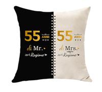 55° Anniversario di Matrimonio Regalo Copricuscino 45x45 Cuscino Decorativo Original Regali per 55 Anni Anniversario di Matrimonio Coppie Famiglia Amici San Valentino Regalo per Nozze di Smeraldo (55)