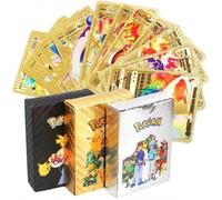 55 carte Pokemon (Serie V, Vmax, carte rare GX), carte dei giochi anime, carte nere con motivi in oro per fan degli anime, regali per adulti, forniture per feste, collezione rara di carte regalo per a