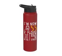 55° compleanno per lui, I'm Now 55 Anni, Cool BDay Stainless Steel Insulated Water Bottle
