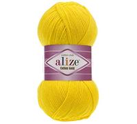 55% cotone, 45% acrilico, filato Alize Cotton Gold 1 matassa/gomitolo da 100 g, 300 m (110-giallo)