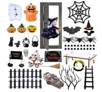 55 Pezzi Accessori in Miniatura per Casa Delle Bambole Set di Miniature per la Casa Delle Bambole di Halloween Ornamenti Miniatura di Halloween con Zucca Scheletri per Decorazioni di Feste Festive