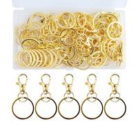 55 Pezzi Moschettone Portachiavi con Scatola,Moschettoni Piccoli Multiuso Anello Chiave in Metallo Dorato Girevole 360°,Scatto Moschettone Rotondo,Rimovibile Moschettone