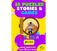 55 puzzles, Stories and Games: Kids Activity Book for Kids 5-14 years, with Full Color Logic Puzzles, Math Games, Wonderliq Test, Word Games, Memes, Jokes, Logic Games, Mazes, Geometry Puzzles