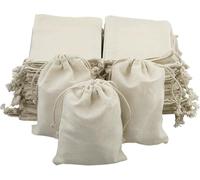 55 sacchetti in tessuto da dipingere con coulisse, 15 x 10 cm, piccoli sacchetti regalo in cotone, per fai da te Ramadan, calendario dell'Avvento, matrimonio, festa, 55 pezzi