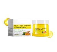 55 tamponi per la pulizia del viso all'acido kojico alla curcuma, in cotone, esfolianti, per macchie scure, pelle opaca, aiuta bilanciare olio e acqua della pelle