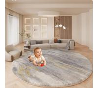 55" Thick Baby Play Mat, 1.2" Cushioned Velvet Surface, High-Density Foam with Non-Slip Bottom - Soft & Safe Floor Mat for Infants, Toddlers, Tummy Time & Playpen Use (STYLE-F,31")