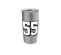 #55 White Drop Shadow Numero 55 Sport Fan Jersey Style Easy Bicchiere termico in acciaio inox doppia parete