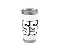 #55 White Drop Shadow Numero 55 Sport Fan Jersey Style Easy Bicchiere termico in acciaio inox doppia parete