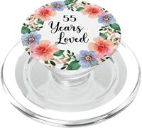 55 Years Loved 55th Birthday Floral 55 Years Loved for Women PopSockets PopGrip per MagSafe
