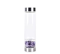 550 Ml Bottiglia Di Acqua Di Cristallo Naturale Bottiglia Gemma Riutilizzabile Con Il Centro Di Pietre Preziose Per Creare Acqua Di Gemma Per L'energia Di Guarigione Del Punto Di Cristallo Di Quarzo