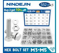 552 pz/set Set di Bulloni Esagonali Esterni con Dadi In Acciaio Inox m3 m4 m5 m6 Bulloni e Dadi Set Kit Vite A Testa Esagonale per la Bicicletta