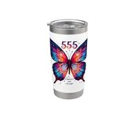 555 Angelo Numero Abbraccia il Cambiamento Farfalla Spirituale Bicchiere termico in acciaio inox doppia parete