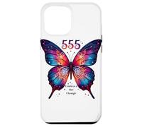 555 Angelo Numero Abbraccia il Cambiamento Farfalla Spirituale Custodia per iPhone 12 Pro Max