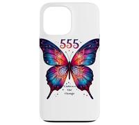 555 Angelo Numero Abbraccia il Cambiamento Farfalla Spirituale Custodia per iPhone 13 Pro Max