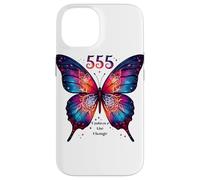 555 Angelo Numero Abbraccia il Cambiamento Farfalla Spirituale Custodia per iPhone 14