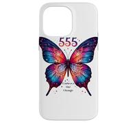 555 Angelo Numero Abbraccia il Cambiamento Farfalla Spirituale Custodia per iPhone 14 Pro Max