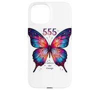 555 Angelo Numero Abbraccia il Cambiamento Farfalla Spirituale Custodia per iPhone 15