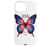555 Angelo Numero Abbraccia il Cambiamento Farfalla Spirituale Custodia per iPhone 15 Plus