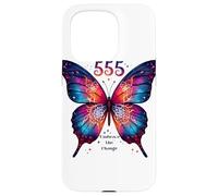 555 Angelo Numero Abbraccia il Cambiamento Farfalla Spirituale Custodia per iPhone 15 Pro