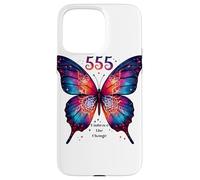 555 Angelo Numero Abbraccia il Cambiamento Farfalla Spirituale Custodia per iPhone 15 Pro Max