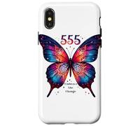555 Angelo Numero Abbraccia il Cambiamento Farfalla Spirituale Custodia per iPhone X/XS