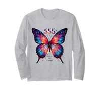 555 Angelo Numero Abbraccia Il Cambiamento Farfalla Spirituale Maglia a Manica
