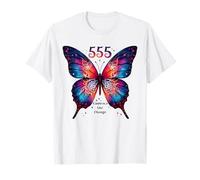 555 Angelo Numero Abbraccia Il Cambiamento Farfalla Spirituale Maglietta