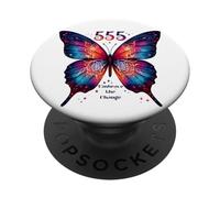 555 Angelo Numero Abbraccia il Cambiamento Farfalla Spirituale PopSockets PopGrip Adesivo