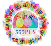555 Pezzi Palloncini D'acqua, Palloncini Acqua, Gavettoni a Riempimento Rapido da 10 Secondi, Colorati Water Balloons con 4 attacchi per rubinetto, Gavettoni per All'aperto, Spiaggia Feste(D)