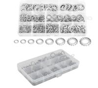 555 Pezzi Rondelle di Bloccaggio Denti a Stella, Rondelle Dentate Esterne Assortimento 304 in Acciaio Inox External Star Tooth Lock Washer Assortment, M2.5 M3 M4 M5 M6 M8 M10 M12