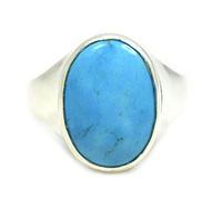 55Carat Anello da uomo in argento sterling con pietra preziosa naturale turchese da 6 carati, misura UK-I-Z, Argento, Turchese naturale