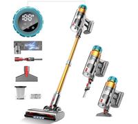 55Kpa&600W Aspirapolvere Senza Fili Potente, 55Mins Scopa Elettrica Senza, 11 Stadi Filtrati con supporto di ricarica da parete/Schermo OLED Smart, Anti-Avvolgimento, per Peli Animali/Pavimenti/Tappe