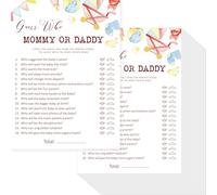 55PCS Giochi per Baby Shower, Indovina Chi Mamma o Papà Carte di Gioco Divertenti per Feste di Baby Shower Neutre per il Genere per Ragazze o Ragazzi