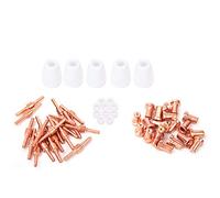 55pcs Plasma Cutter Esteso Elettrodo Gas Ring Kit per PT31 Torcia Precisione Lavorazione CNC Dimensioni Standard Calore Durevole Ceramica Rosso Rame Materiale